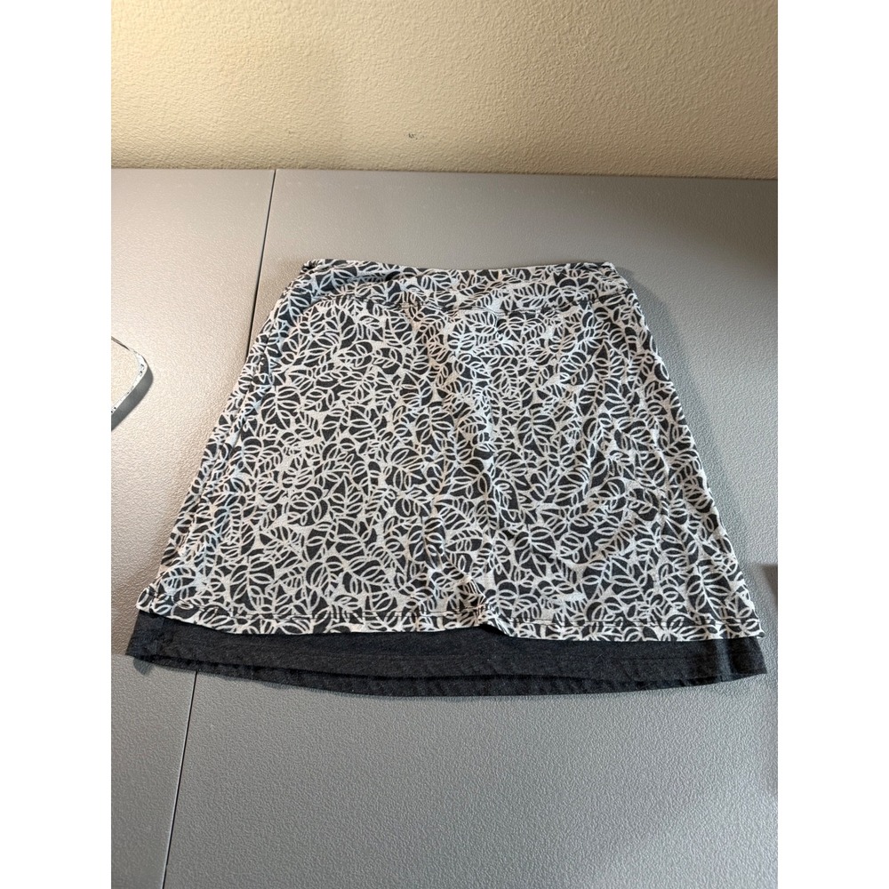 Pure Karma Womens Grey Leaf Print Layered Jersey Mini Skirt Size Medium - Picture 2 of 6